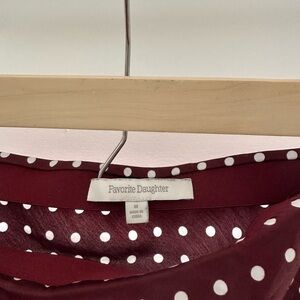 Favorite Daughter Burgundy and White Polka Dot Midi Skirt